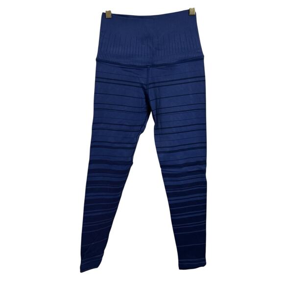 Avocado Compression Athletic Leggings Sz Small Purple Striped Thick 24" Inseam - Picture 2 of 6